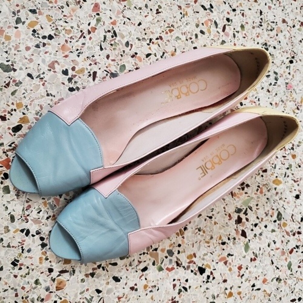 Vintage 80s Cottagecore pastel leather flats 9N - Picture 4 of 13